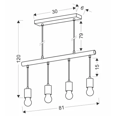 Závěsné světlo nad jídelní stůl ve skandinávském stylu IZZY - 4xE27, 60W, černé