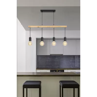 Závěsné světlo nad jídelní stůl ve skandinávském stylu IZZY - 4xE27, 60W, černé