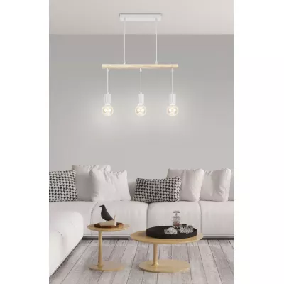 Závěsné světlo nad jídelní stůl ve skandinávském stylu IZZY - 3xE27, 60W, bílé