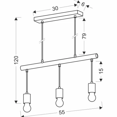 Závěsné světlo nad jídelní stůl ve skandinávském stylu IZZY - 3xE27, 60W, černé