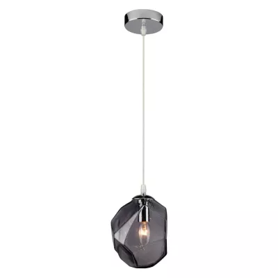 Designové závěsné osvětlení JEWEL - 1xE14, 40W, chromované / kouřové sklo