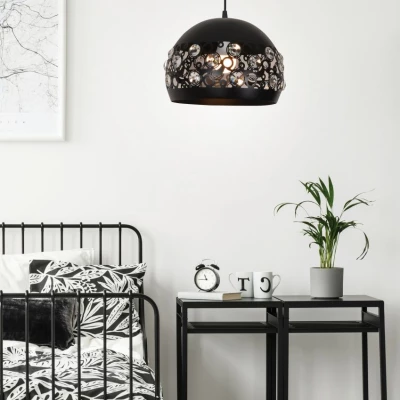 Závěsný designový lustr na lanku JOLINA - 1xE27, 40W, černý