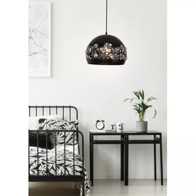 Závěsný designový lustr na lanku JOLINA - 1xE27, 40W, černý