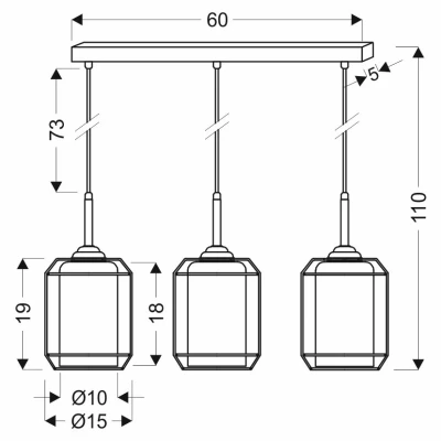 Závěsné svítidlo nad jídelní stůl JONERA - 3xE27, 40W, černé / kouřové sklo