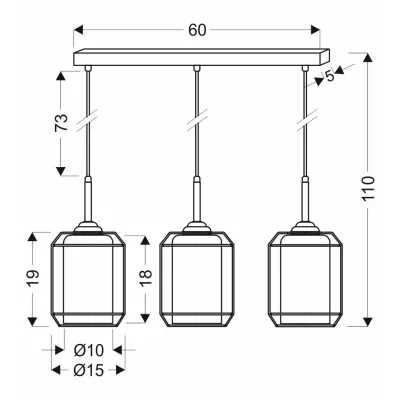 Závěsné svítidlo nad jídelní stůl JONERA - 3xE27, 40W, černé / kouřové sklo