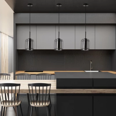 Závěsné svítidlo JONERA - 1xE27, 40W, černé / kouřové sklo