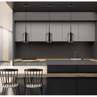 Závěsné svítidlo JONERA - 1xE27, 40W, černé / kouřové sklo