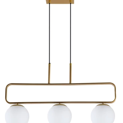 Moderní závěsné světlo nad jídelní stůl JOVE - 3xG9, 20W, mosazné / bílé