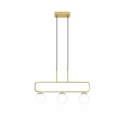 Moderní závěsné světlo nad jídelní stůl JOVE - 3xG9, 20W, mosazné / bílé