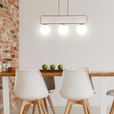 Moderní závěsné světlo nad jídelní stůl JOVE - 3xG9, 20W, mosazné / bílé