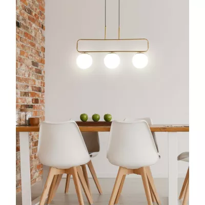 Moderní závěsné světlo nad jídelní stůl JOVE - 3xG9, 20W, mosazné / bílé