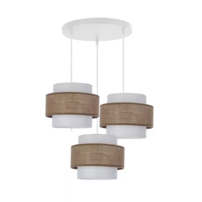 Závěsné skandinávské osvětlení JUTA - 3xE27, 40W, bílé / hnědé