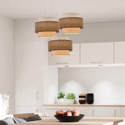 Závěsné skandinávské osvětlení JUTA - 3xE27, 40W, bílé / hnědé