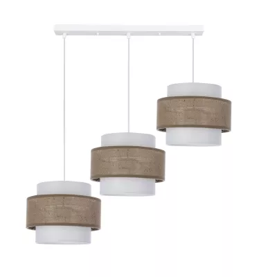 Závěsné osvětlení nad jídelní stůl JUTA - 3xE27, 40W, bílé / hnědé