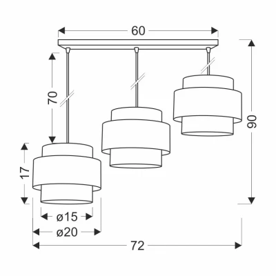 Závěsné osvětlení nad jídelní stůl JUTA - 3xE27, 40W, bílé / hnědé