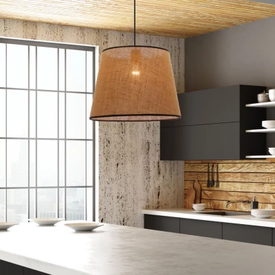 Závěsné textilní svítidlo JUTLAND - 1xE27, 40W, černé / béžové