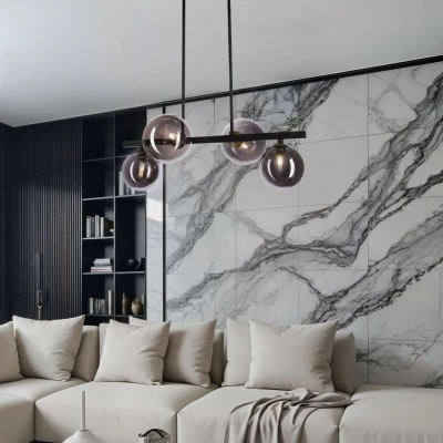 Závěsné osvětlení nad jídelní stůl KAMA - 4xG9, 28W, černé / grafitové