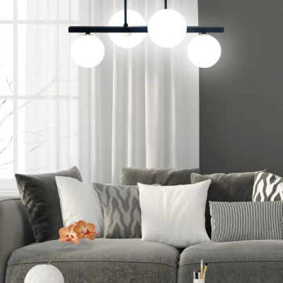 Závěsné osvětlení nad jídelní stůl KAMA - 4xG9, 28W, černé / bílé