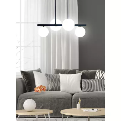 Závěsné osvětlení nad jídelní stůl KAMA - 4xG9, 28W, černé / bílé