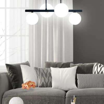 Závěsné osvětlení nad jídelní stůl KAMA - 4xG9, 28W, černé / bílé