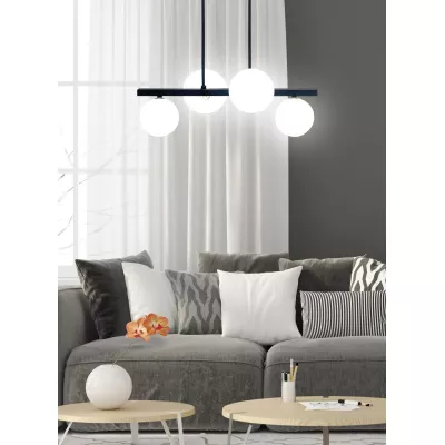 Závěsné osvětlení nad jídelní stůl KAMA - 4xG9, 28W, černé / bílé