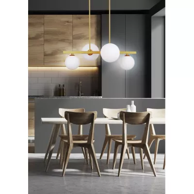 Závěsné osvětlení nad jídelní stůl KAMA - 4xG9, 28W, mosazné / bílé