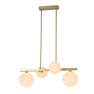 Závěsné osvětlení nad jídelní stůl KAMA - 4xG9, 28W, mosazné / bílé