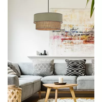 Závěsné textilní svítidlo KARRARA - 1xE27, 60W, černé / šedé / béžové