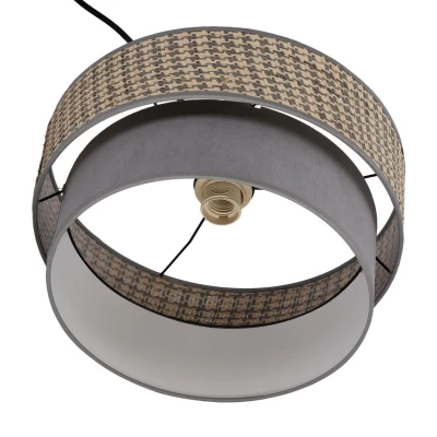 Závěsné textilní svítidlo KARRARA - 1xE27, 60W, černé / šedé / béžové