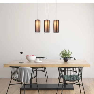 Závěsné osvětlení nad jídelní stůl KIOTO - 3xE27, 40W, černé