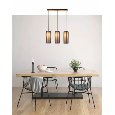 Závěsné osvětlení nad jídelní stůl KIOTO - 3xE27, 40W, černé