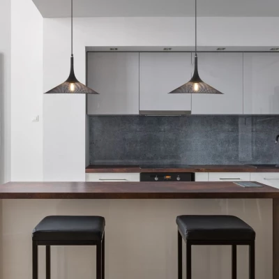 Závěsné industriální osvětlení KIRUNA S - 1xE27, 40W, 25cm, kulaté, černé