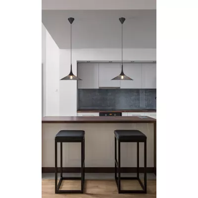 Závěsné industriální osvětlení KIRUNA S - 1xE27, 40W, 25cm, kulaté, černé