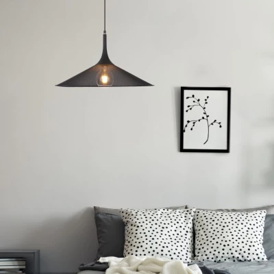 Závěsné industriální osvětlení KIRUNA L - 1xE27, 40W, 50cm, kulaté, černé