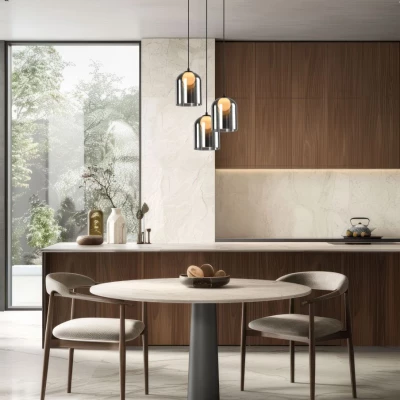 Moderní závěsné svítidlo KLEA - 1xG9, 15W, černé / kouřové sklo