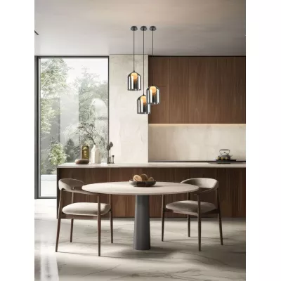 Moderní závěsné svítidlo KLEA - 1xG9, 15W, černé / kouřové sklo