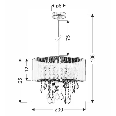 Moderní závěsný lustr LEDA - 1xE27, 60W, černý / čirý