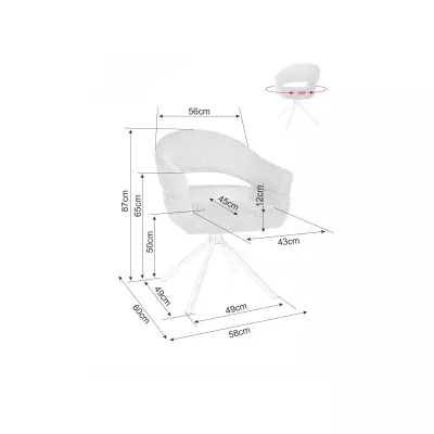 Otočná jídelní židle ALITA - béžová / černá