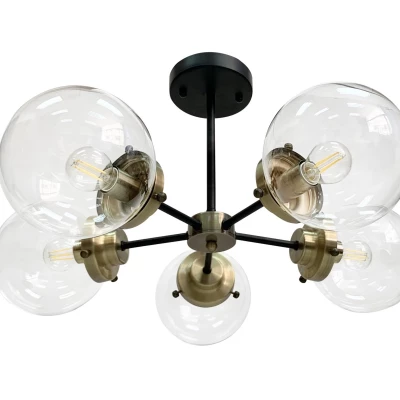 Industriální závěsné osvětlení LENS - 5xE14, 40W, patina / černá