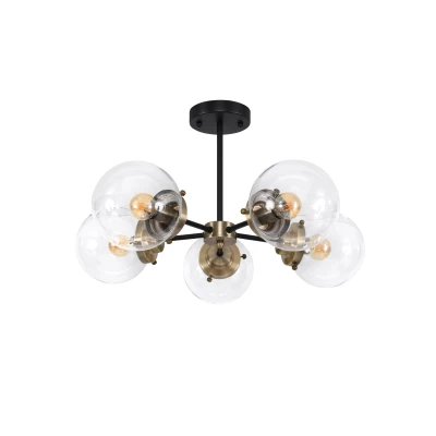 Industriální závěsné osvětlení LENS - 5xE14, 40W, patina / černá