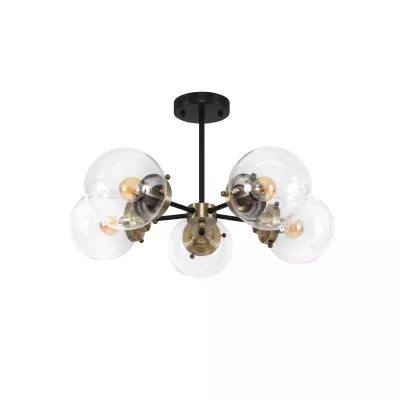 Industriální závěsné osvětlení LENS - 5xE14, 40W, patina / černá