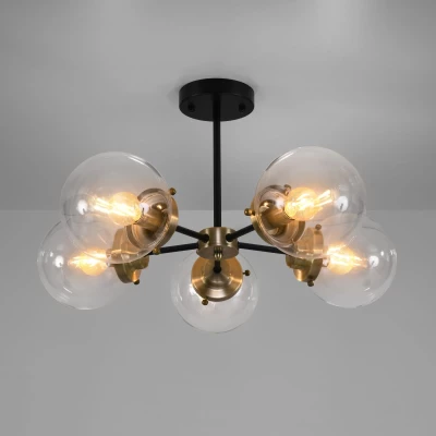 Industriální závěsné osvětlení LENS - 5xE14, 40W, patina / černá