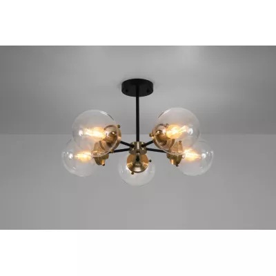 Industriální závěsné osvětlení LENS - 5xE14, 40W, patina / černá