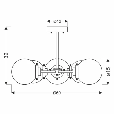 Industriální závěsné osvětlení LENS - 5xE14, 40W, patina / černá
