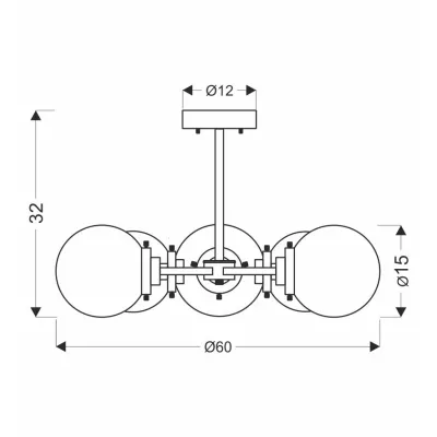 Industriální závěsné osvětlení LENS - 5xE14, 40W, patina / černá