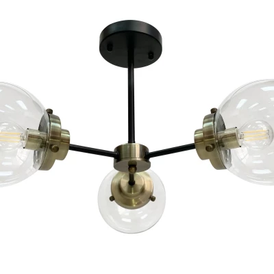 Industriální závěsné osvětlení LENS - 3xE14, 40W, patina / černá