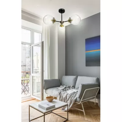 Industriální závěsné osvětlení LENS - 3xE14, 40W, patina / černá