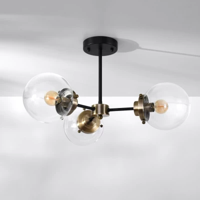 Industriální závěsné osvětlení LENS - 3xE14, 40W, patina / černá