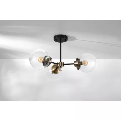 Industriální závěsné osvětlení LENS - 3xE14, 40W, patina / černá