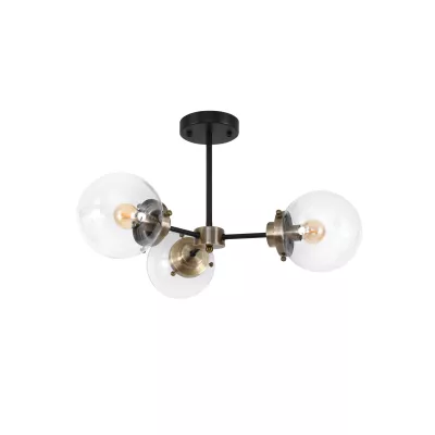 Industriální závěsné osvětlení LENS - 3xE14, 40W, patina / černá